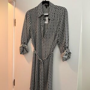 The Limited brand black cream print dress, NWT. Petite large